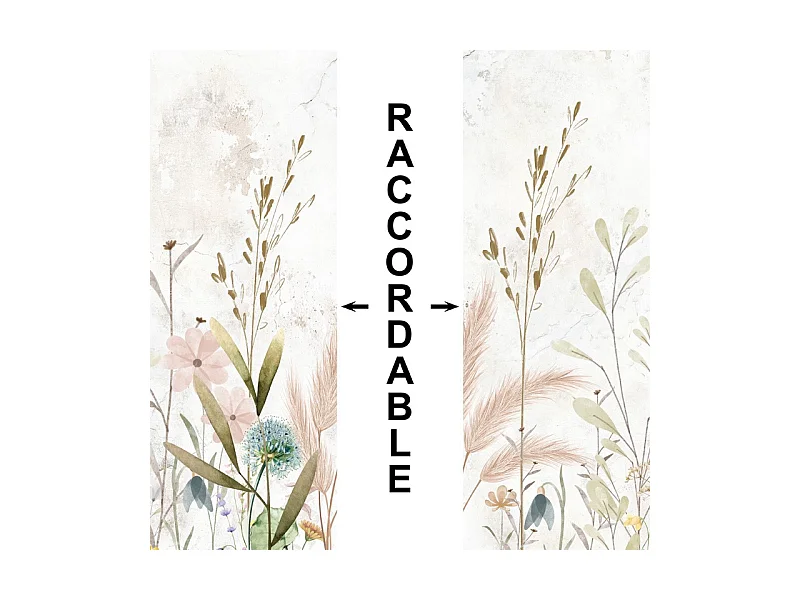 Crédence cuisine adhésive en aluminium motif floral marron 240x45 cm (en 2 bandeaux)