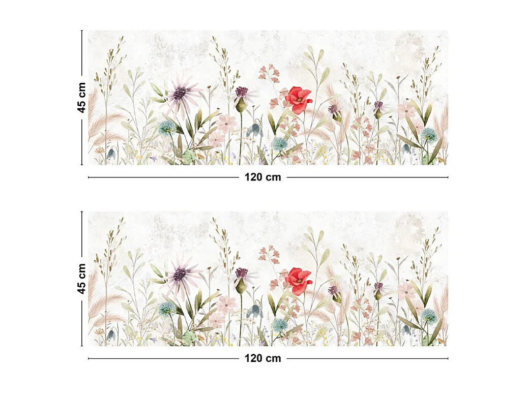 Crédence cuisine adhésive en aluminium motif floral marron 240x45 cm (en 2 bandeaux)