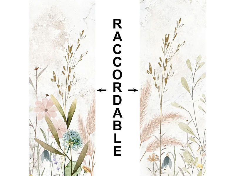 Crédence cuisine adhésive en aluminium motif floral marron 240x45 cm (en 2 bandeaux)