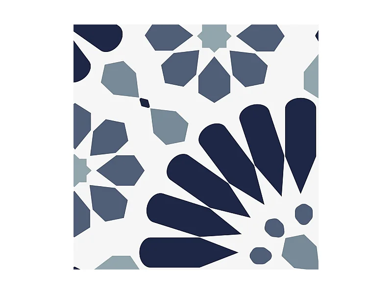 Crédence cuisine adhésive en aluminium effet carreaux de ciment bleu 240x45 cm (en 2 bandeaux)