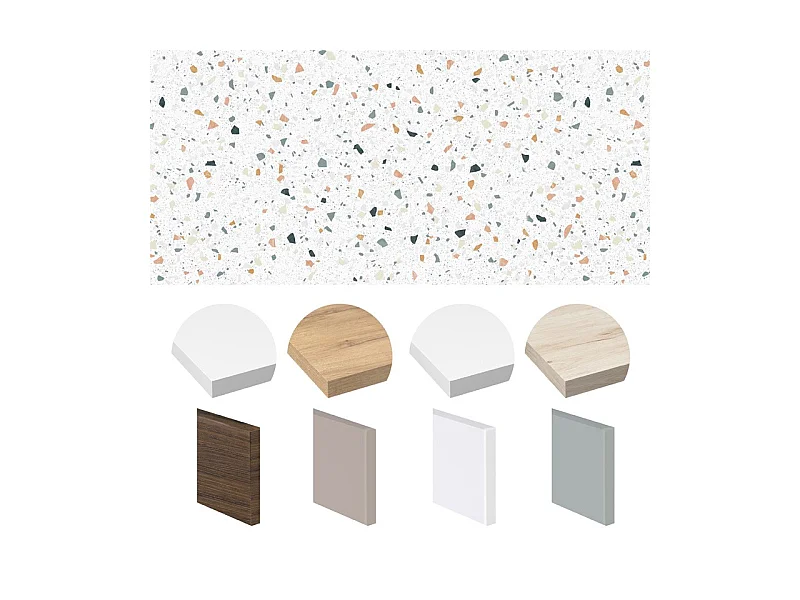 Crédence cuisine adhésive en aluminium motif terrazzo blanc 240x45 cm (en 2 bandeaux)