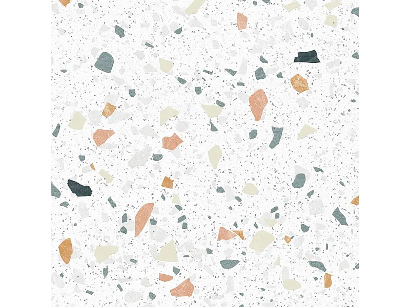 Crédence cuisine adhésive en aluminium motif terrazzo blanc 240x45 cm (en 2 bandeaux)