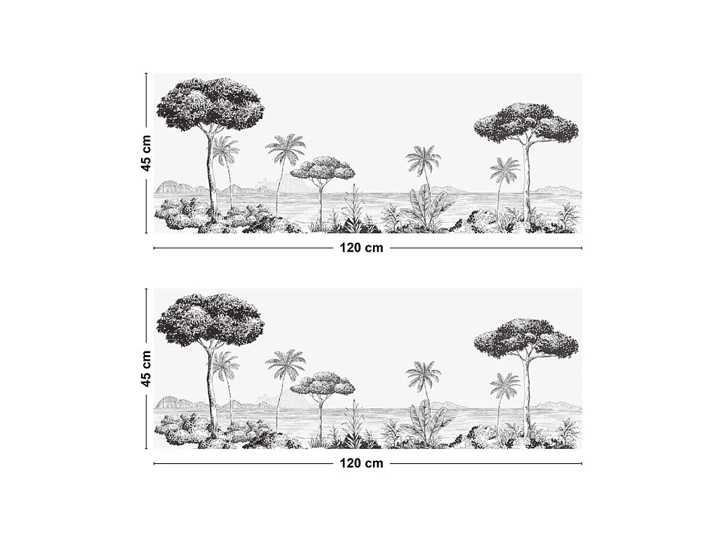 Crédence cuisine adhésive en aluminium motif plage noir 240x45 cm (en 2 bandeaux)