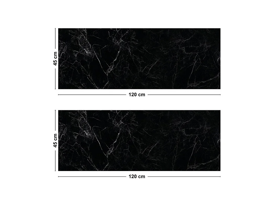 Crédence cuisine adhésive en aluminium effet marbre noir 240x45 cm (en 2 bandeaux)