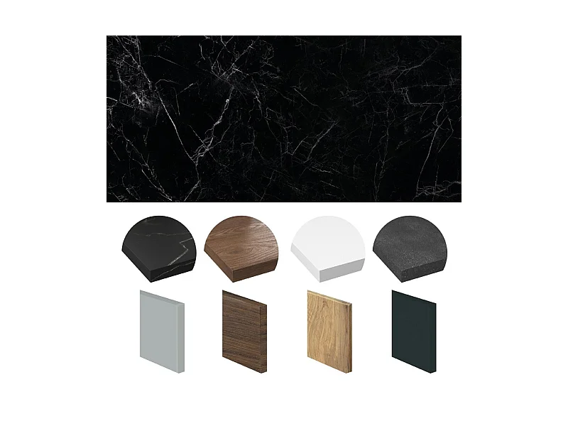 Crédence cuisine adhésive en aluminium effet marbre noir 240x45 cm (en 2 bandeaux)