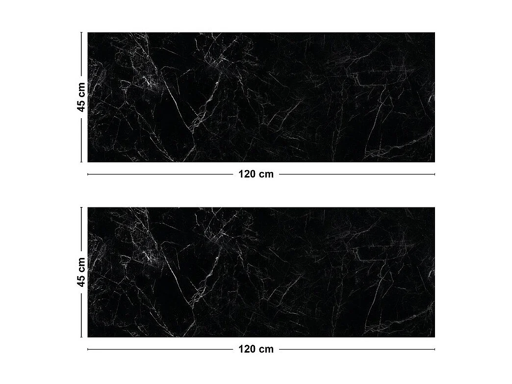 Crédence cuisine adhésive en aluminium effet marbre noir 240x45 cm (en 2 bandeaux)