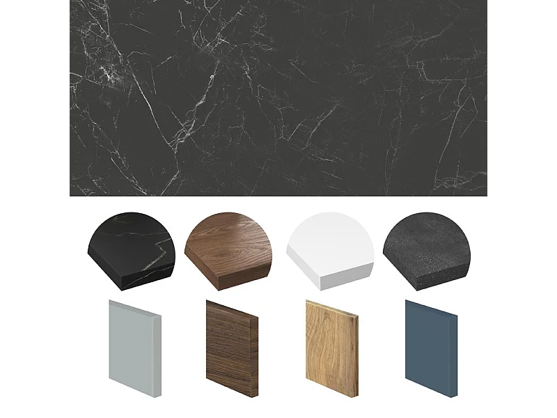 Crédence cuisine adhésive en aluminium effet marbre gris ardoise 240x45 cm (en 2 bandeaux)