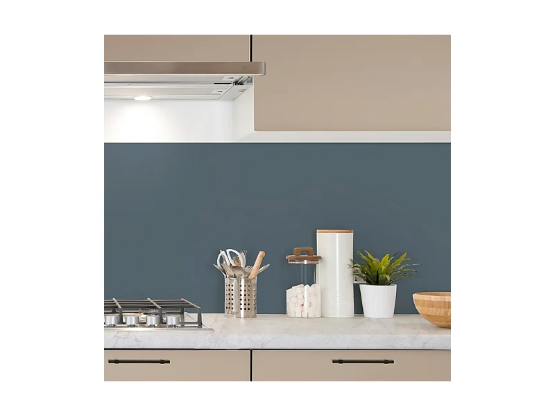 Crédence cuisine adhésive en aluminium bleu 240x45 cm (en 2 bandeaux)