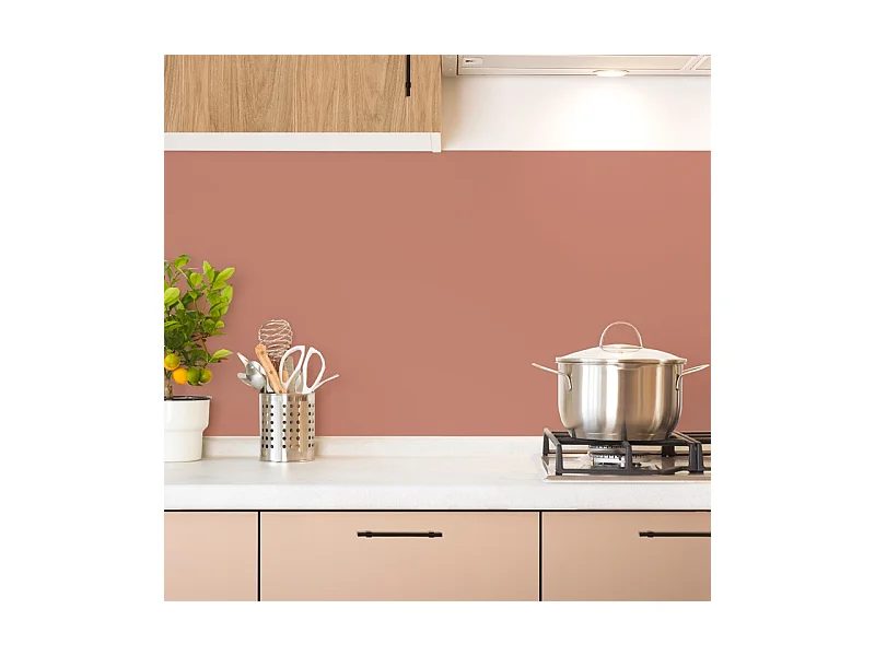 Crédence cuisine adhésive en aluminium terracotta 240x45 cm (en 2 bandeaux)