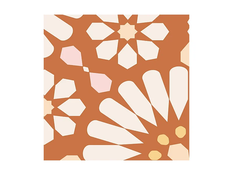 Crédence cuisine adhésive en aluminium effet carreaux de ciment orange 240x45 cm (en 2 bandeaux)