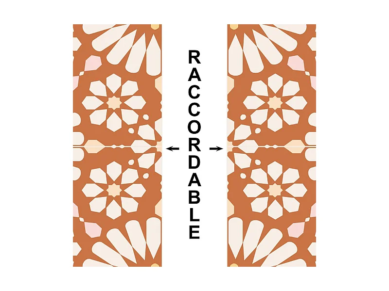 Crédence cuisine adhésive en aluminium effet carreaux de ciment orange 240x45 cm (en 2 bandeaux)