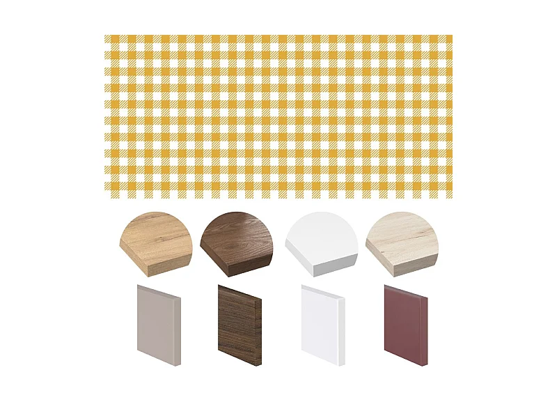 Crédence cuisine adhésive en aluminium motif vichy orange 240x45 cm (en 2 bandeaux)