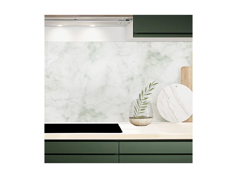Crédence cuisine adhésive en aluminium effet marbre vert 240x45 cm (en 2 bandeaux)