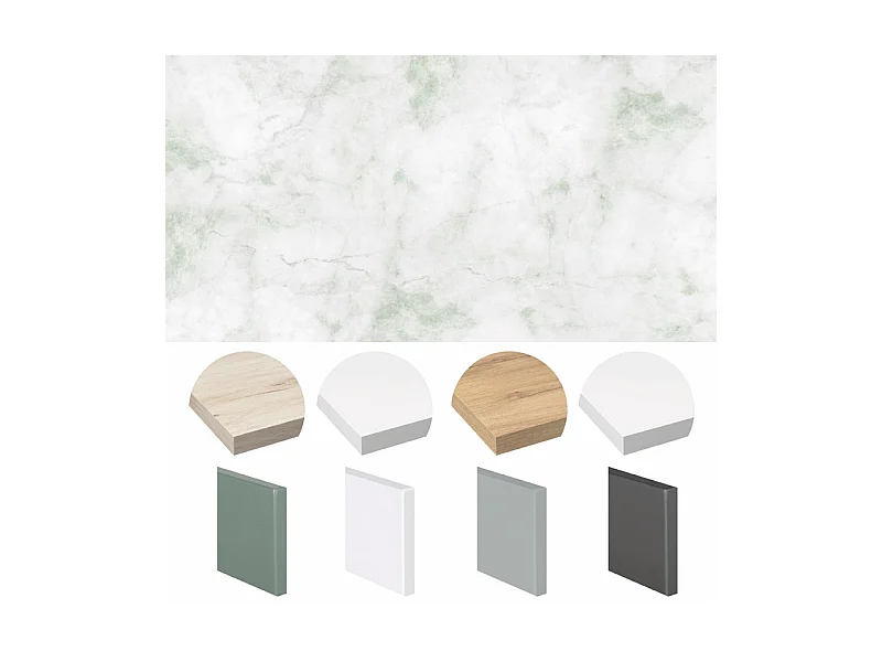 Crédence cuisine adhésive en aluminium effet marbre vert 240x45 cm (en 2 bandeaux)