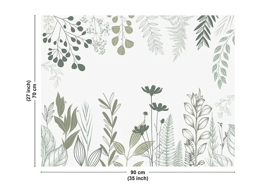 Fond de hotte en aluminium - floral vert sauge - 70x90 cm