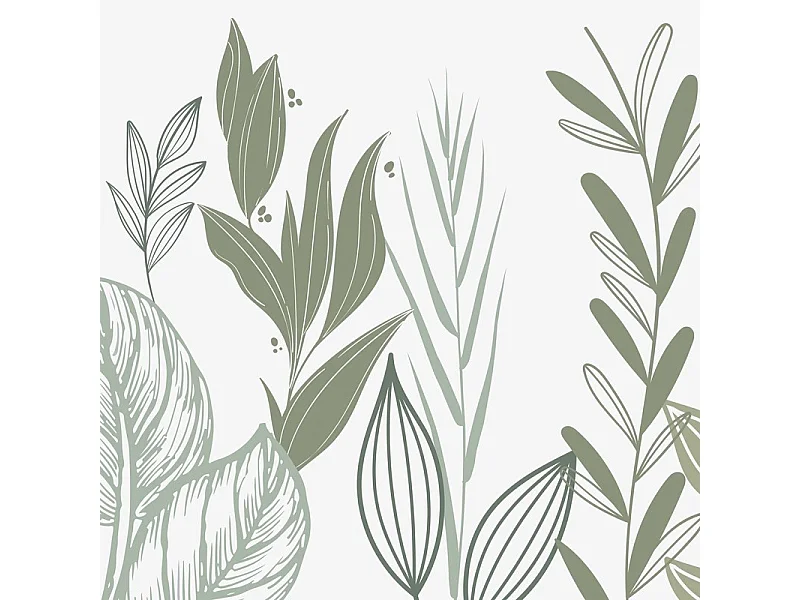 Fond de hotte en aluminium - floral vert sauge - 70x90 cm