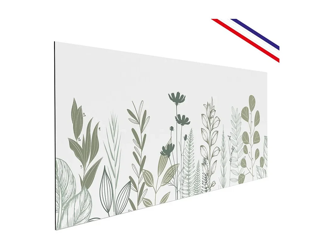 Fond de hotte en aluminium - floral vert sauge - 70x90 cm