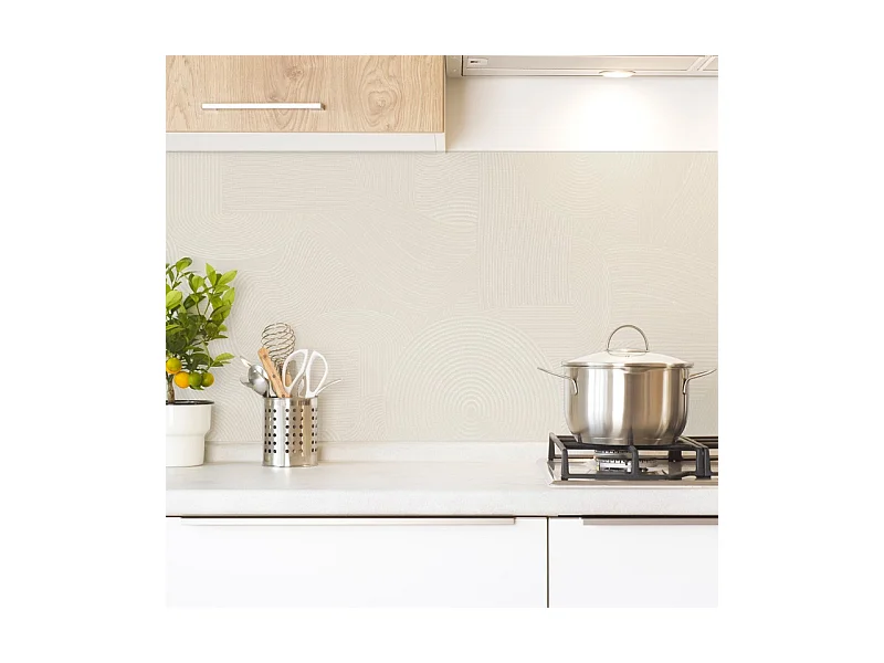 Crédence cuisine adhésive en aluminium motif sable beige 240x45 cm (en 2 bandeaux)