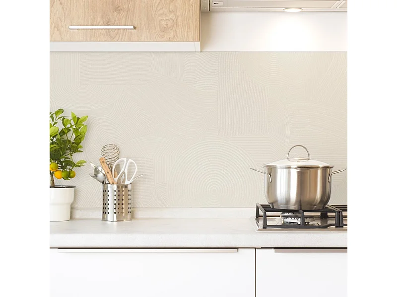 Crédence cuisine adhésive en aluminium motif sable beige 240x45 cm (en 2 bandeaux)