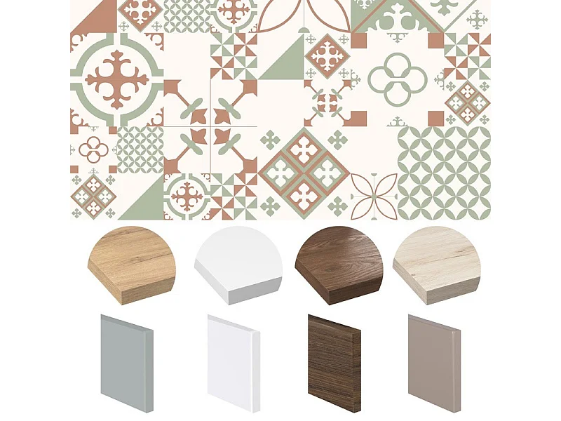 Fond de hotte adhésif en aluminium effet carreaux de ciment vert - 70x60 cm