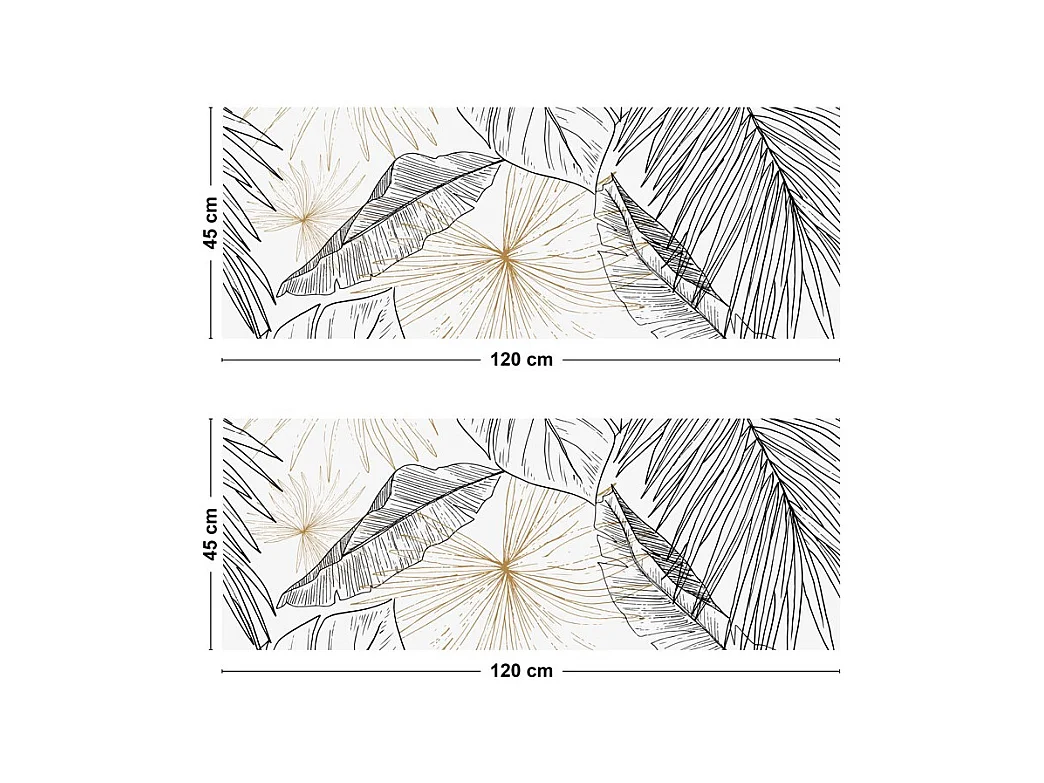 Crédence cuisine adhésive en aluminium floral noir et doré 240x45 cm (en 2 bandeaux)