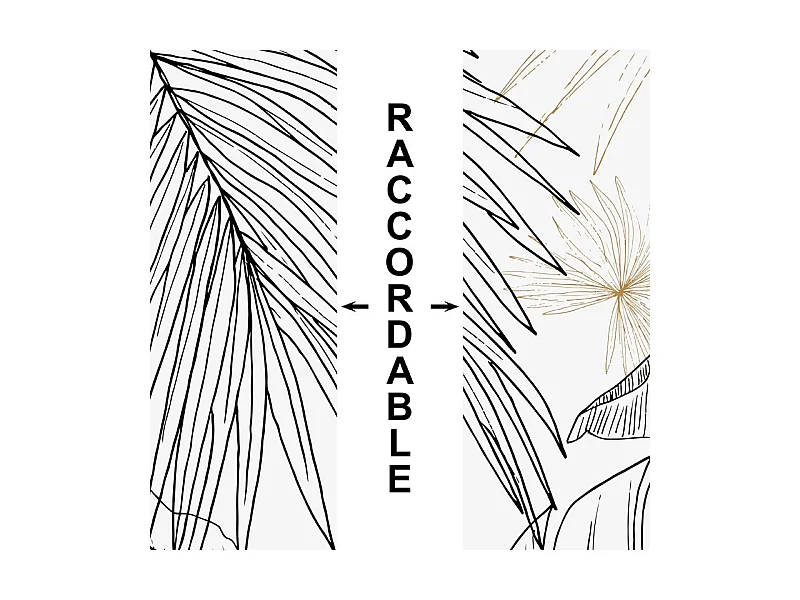 Crédence cuisine adhésive en aluminium floral noir et doré 240x45 cm (en 2 bandeaux)