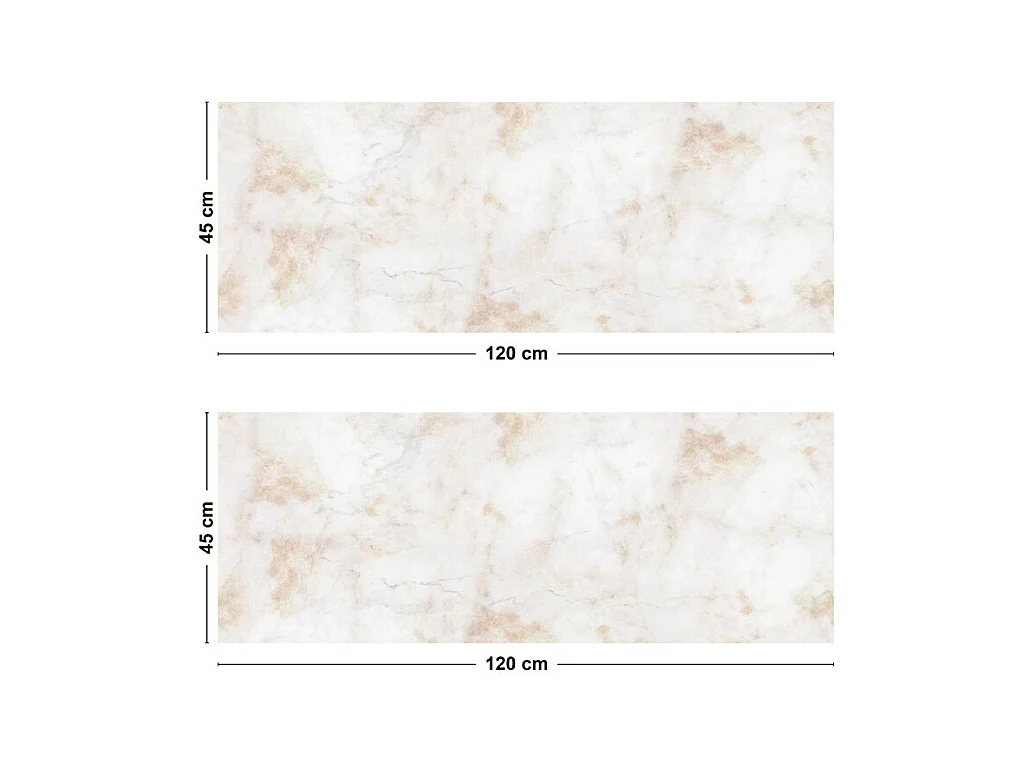 Crédence cuisine adhésive en aluminium effet marbre beige 240x45 cm (en 2 bandeaux)