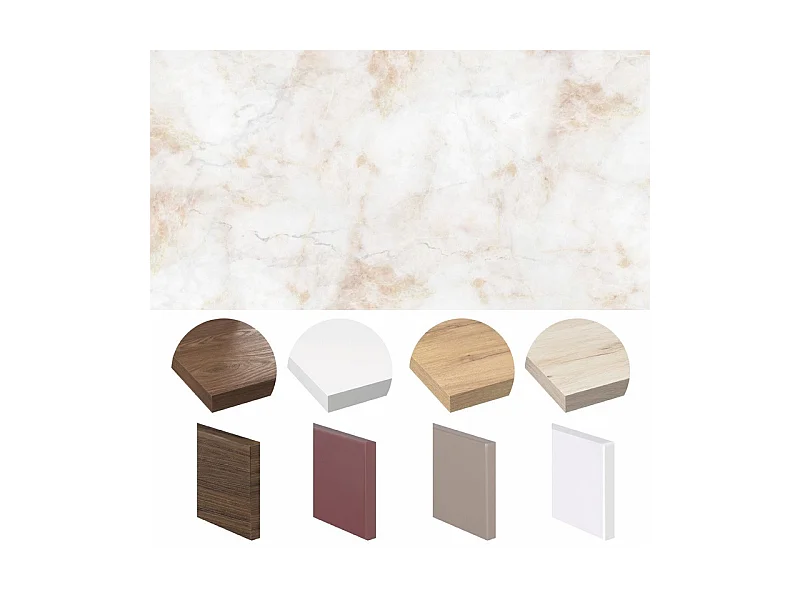 Crédence cuisine adhésive en aluminium effet marbre beige 240x45 cm (en 2 bandeaux)