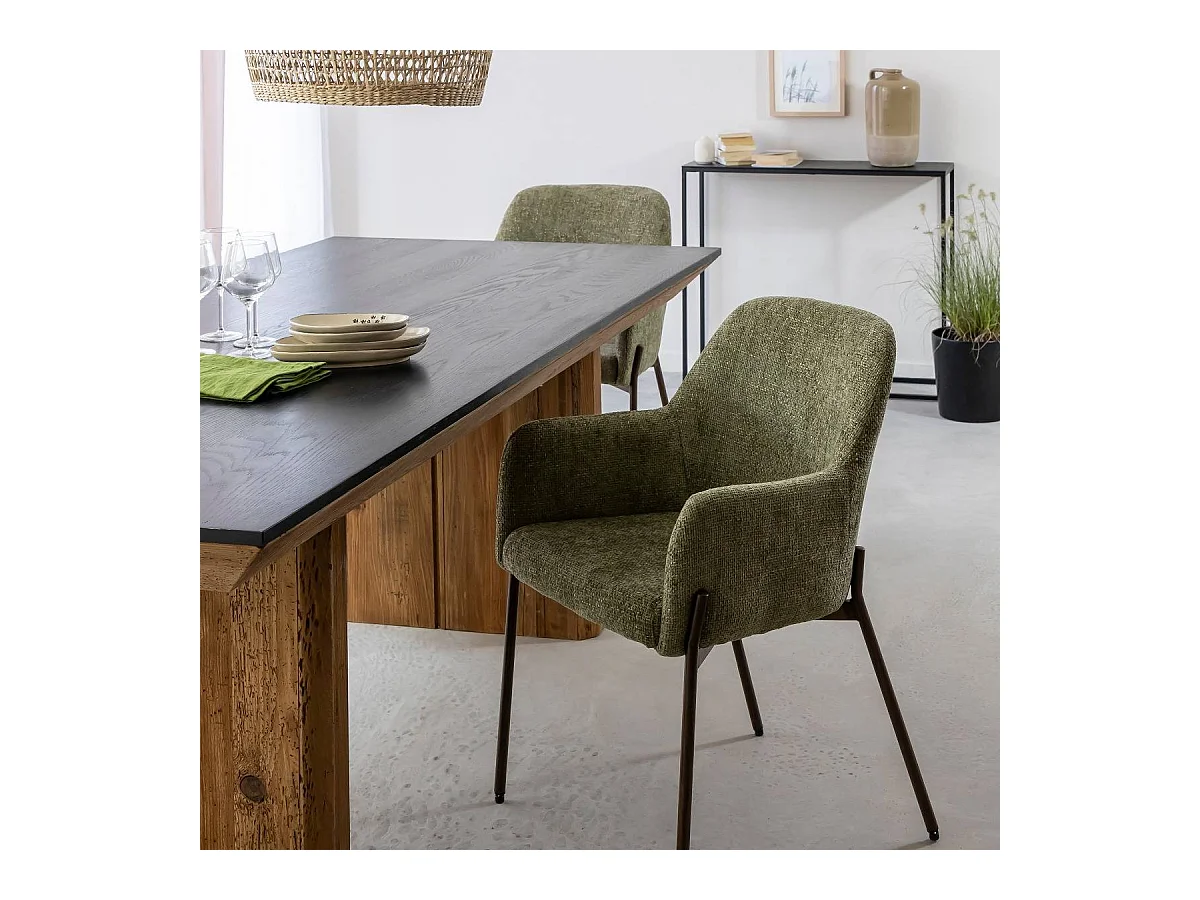 Fauteuil en tissu vert Aëlys (lot de 2)