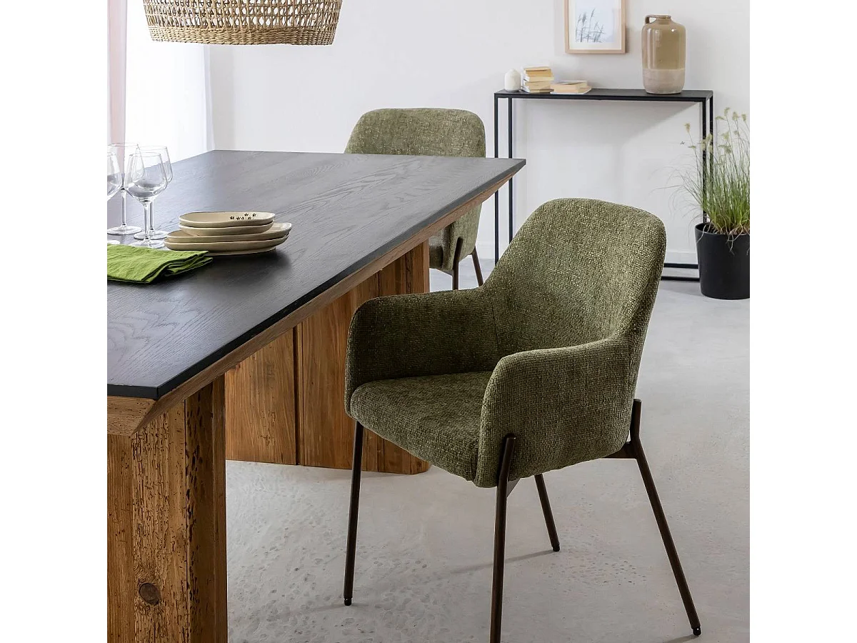 Chaise en tissu vert Aëlys (lot de 2)