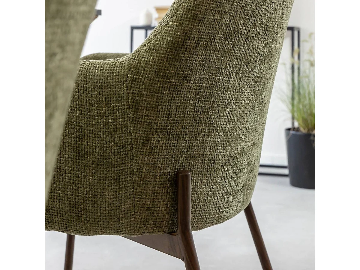 Chaise en tissu vert Aëlys (lot de 2)