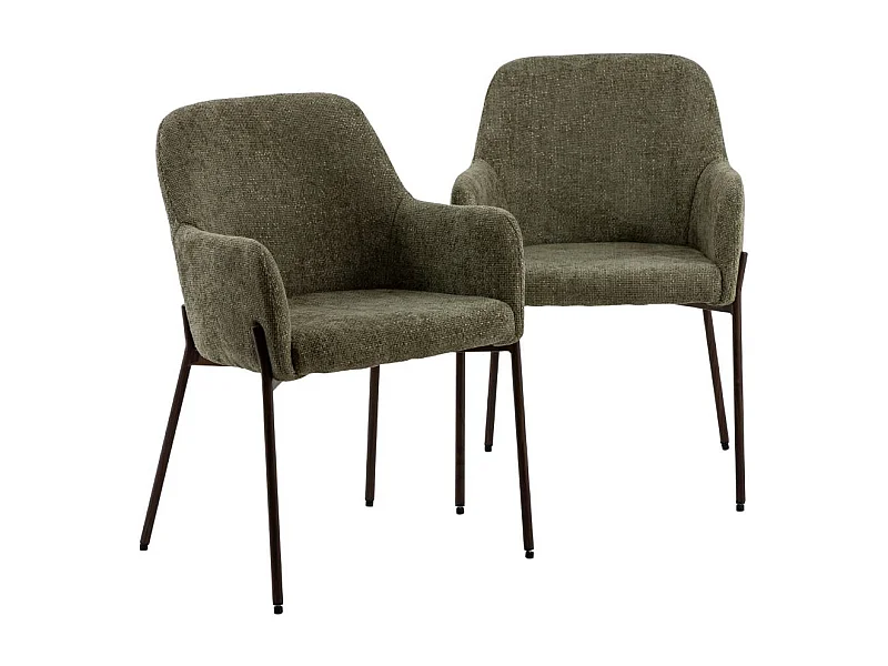 Chaise en tissu vert Aëlys (lot de 2)