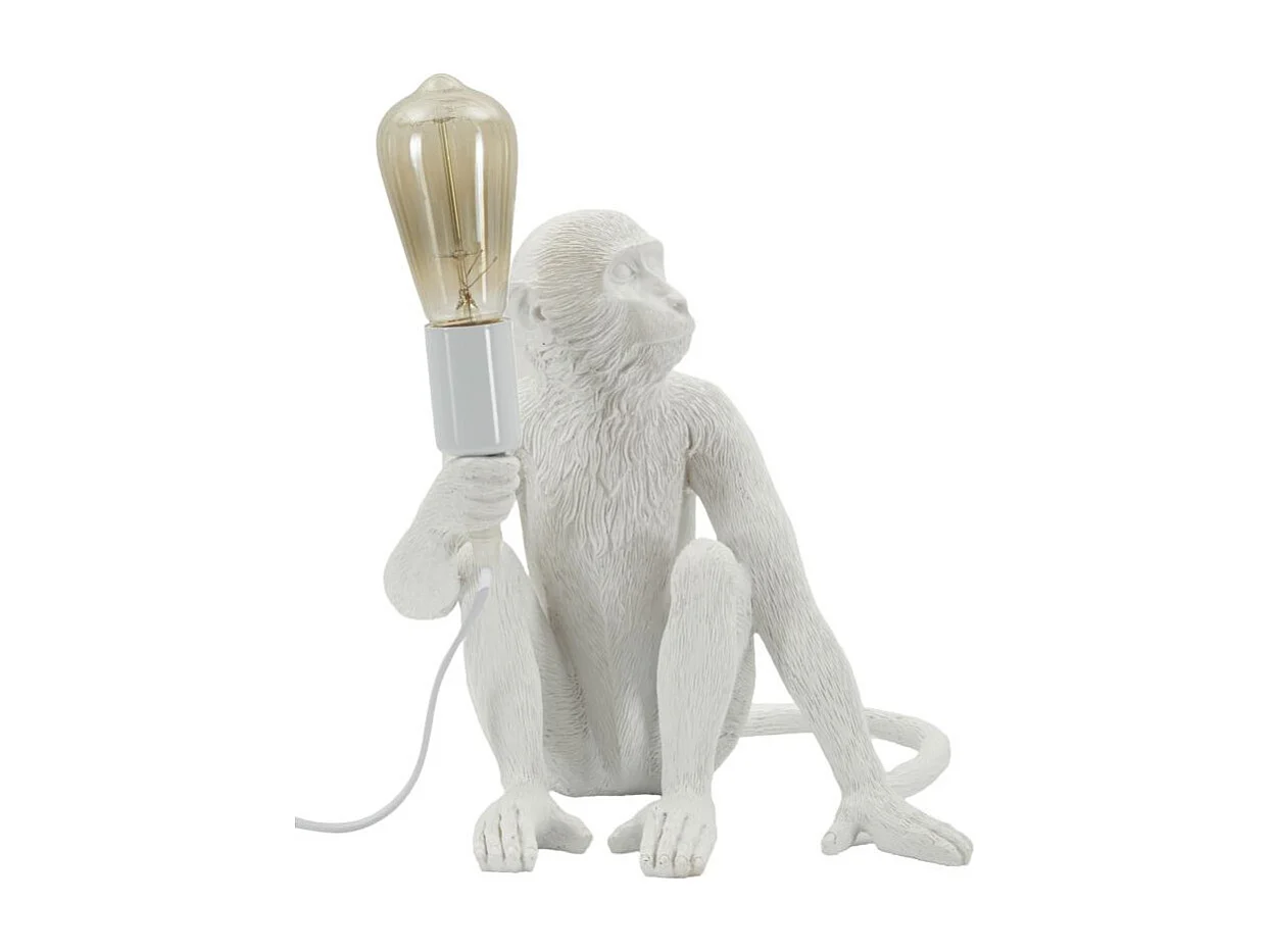 Lampe à Poser Design "Monkey" 33cm Blanc