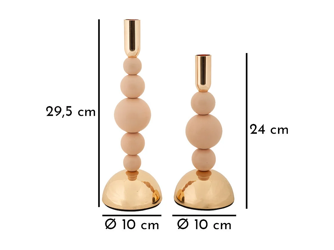 Lot de 2 Chandeliers "Bolly" 29cm Rose & Or