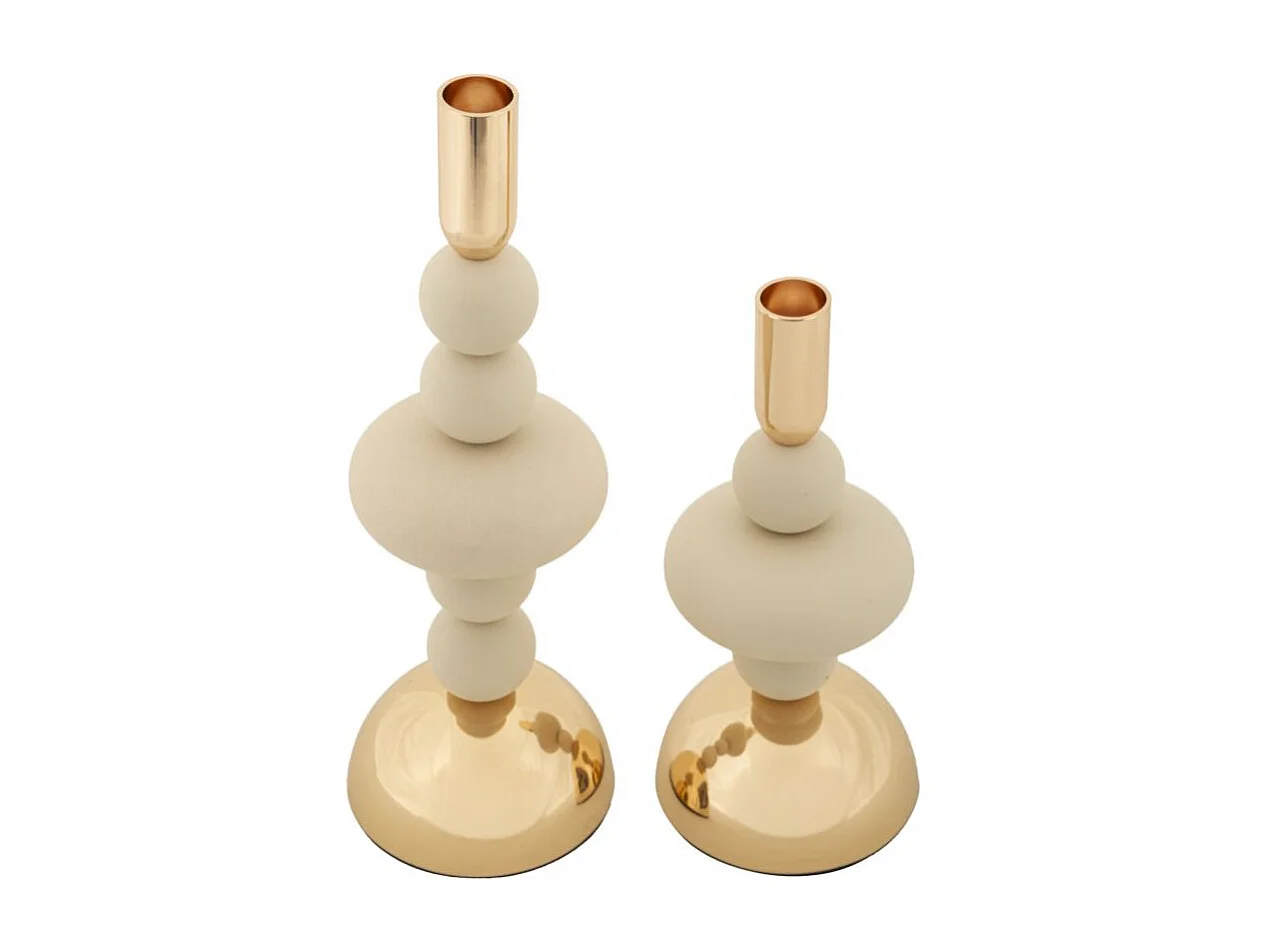 Lot de 2 Chandeliers "Galaxy" 30cm Crème & Or