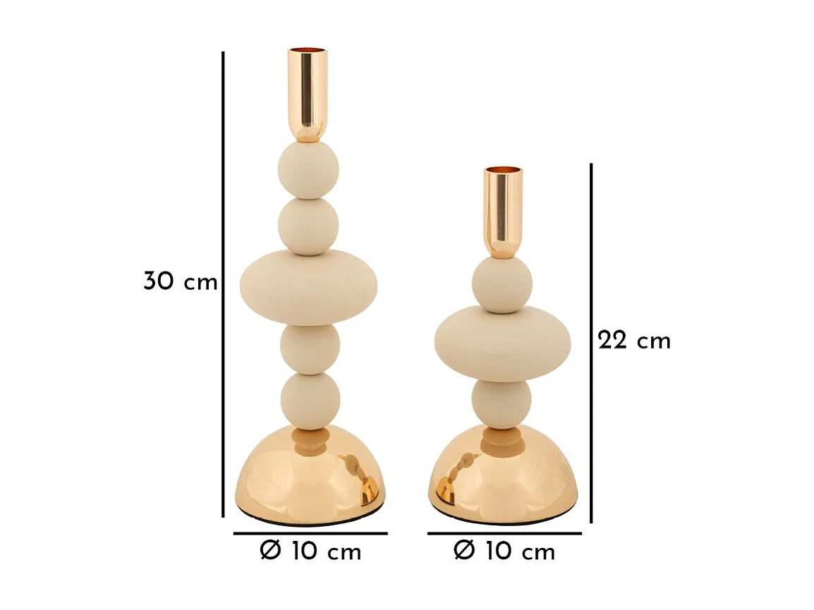 Lot de 2 Chandeliers "Galaxy" 30cm Crème & Or