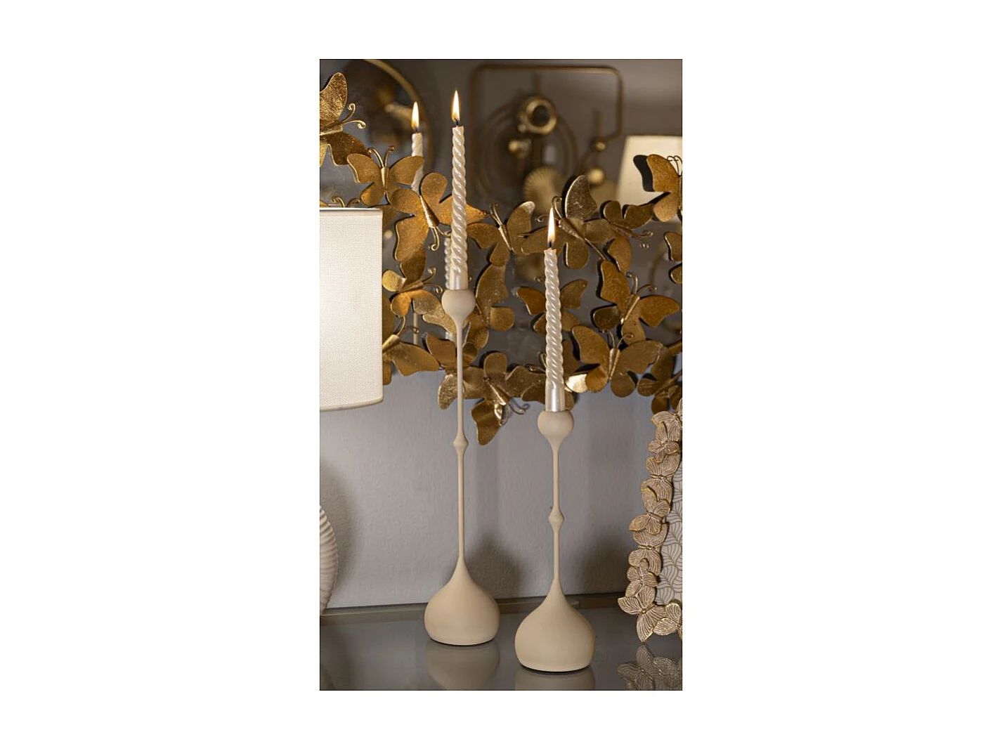 Lot de 2 Chandeliers "Slimmy" 37cm Crème