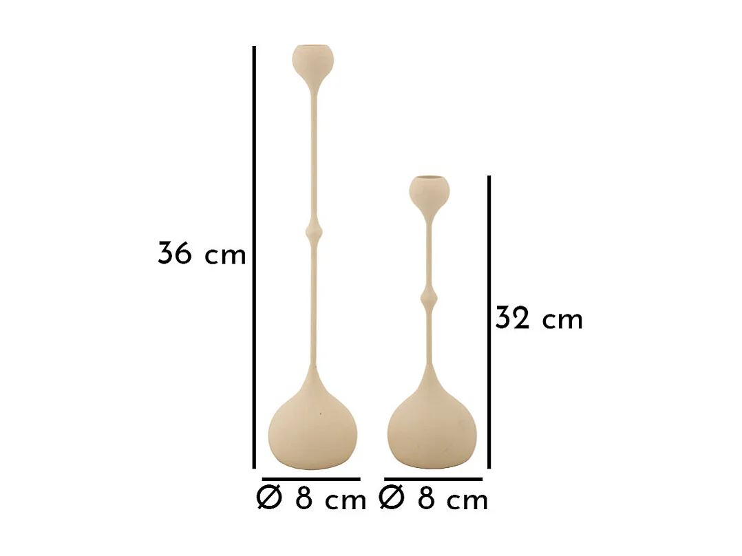 Lot de 2 Chandeliers "Slimmy" 37cm Crème