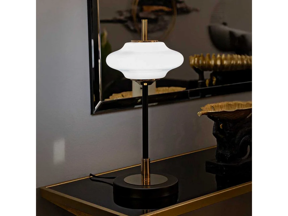 Lampe à poser en métal et verre 22 x 46 cm Vintage