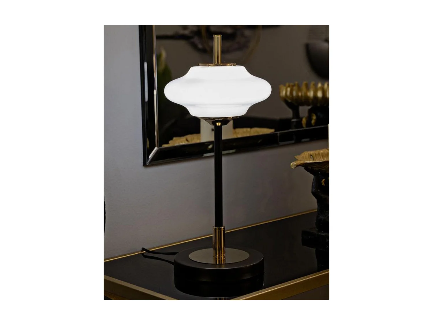 Lampe à Poser "Vintage" 46cm Blanc & Noir