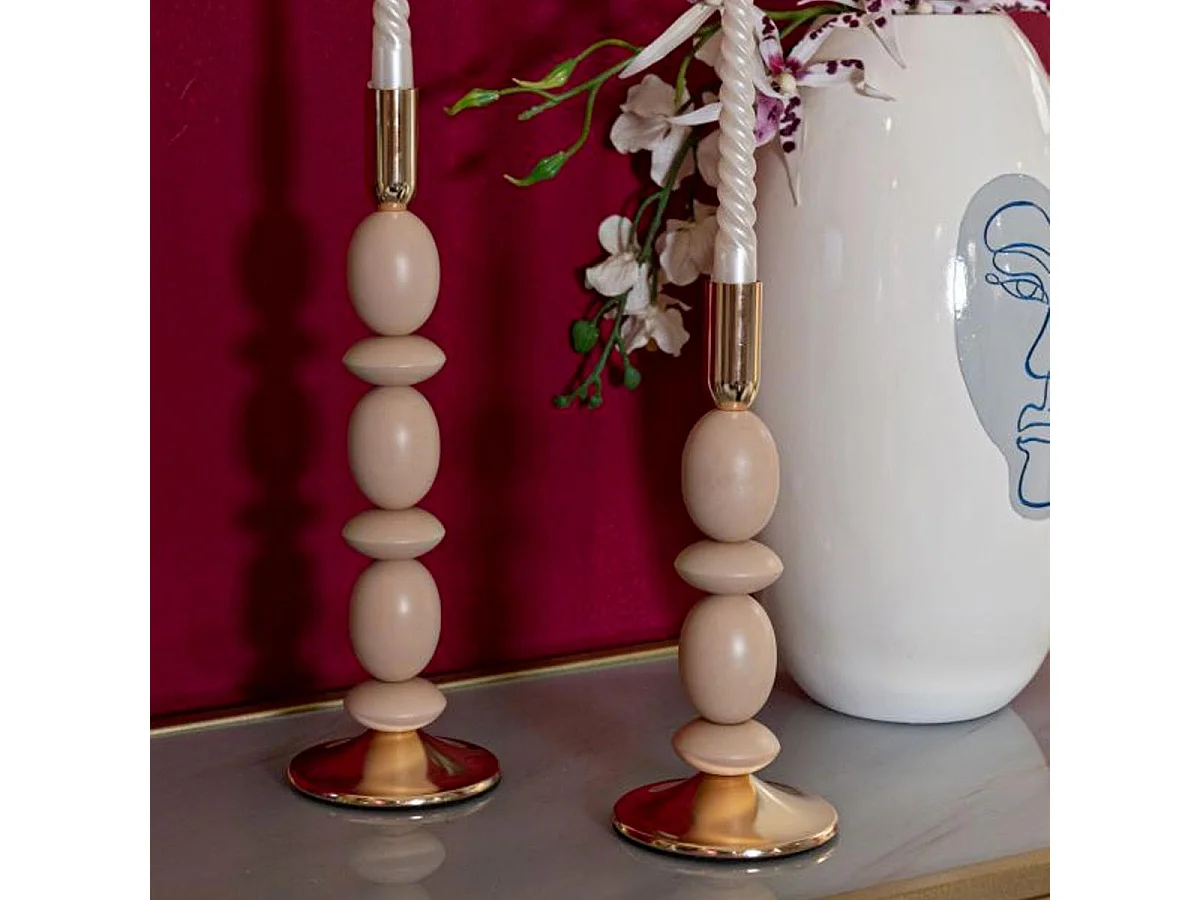 Lot de 2 Chandeliers "Shuttle" 33cm Rose & Or