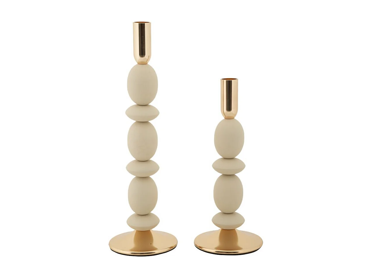 Lot de 2 Chandeliers "Shuttle" 33cm Crème & Or