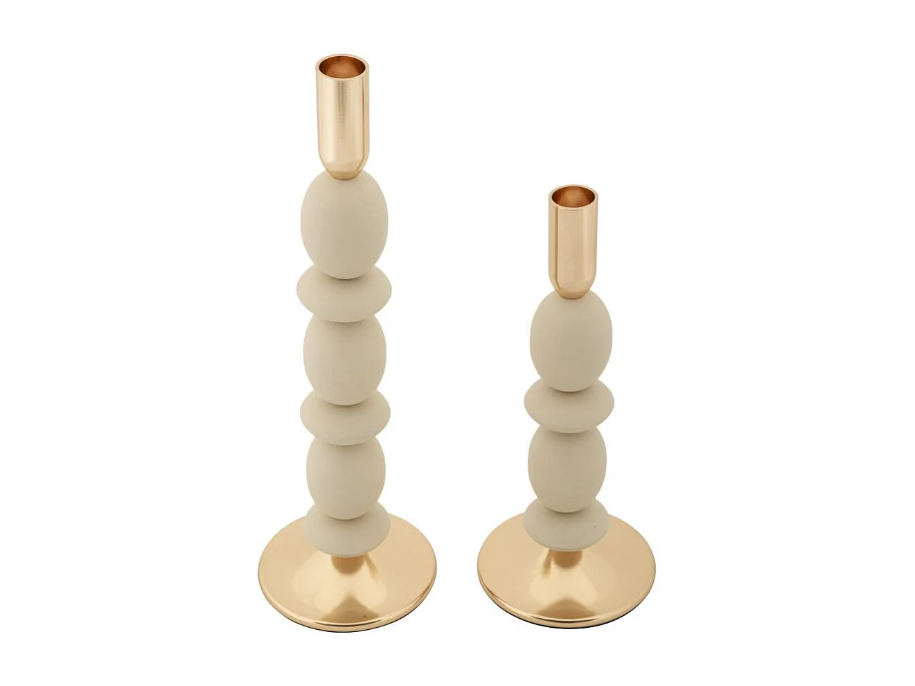 Lot de 2 Chandeliers "Shuttle" 33cm Crème & Or