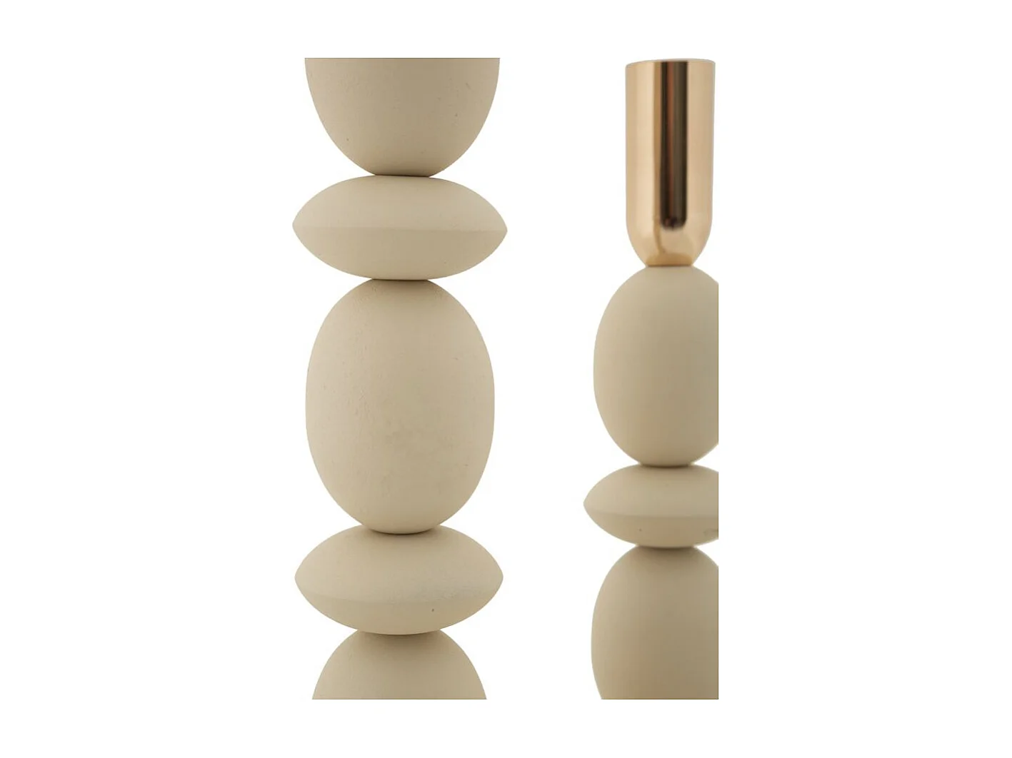 Lot de 2 Chandeliers "Shuttle" 33cm Crème & Or