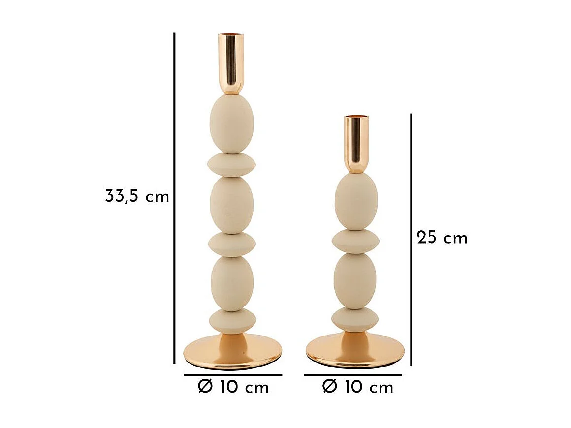 Lot de 2 Chandeliers "Shuttle" 33cm Crème & Or