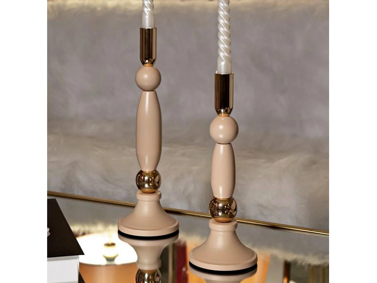 Lot de 2 Chandeliers "Strek" 30cm Rose & Or