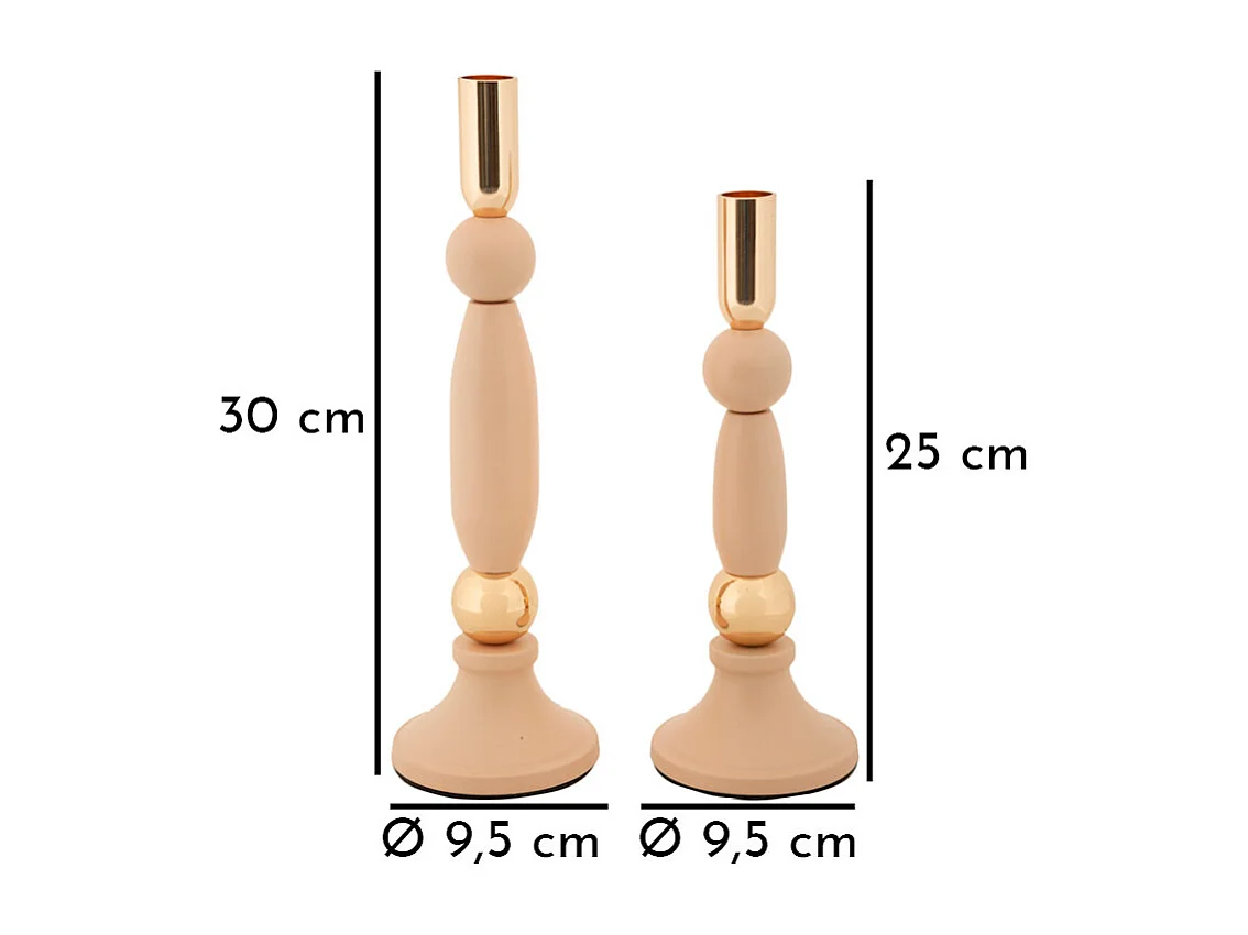 Lot de 2 Chandeliers "Strek" 30cm Rose & Or