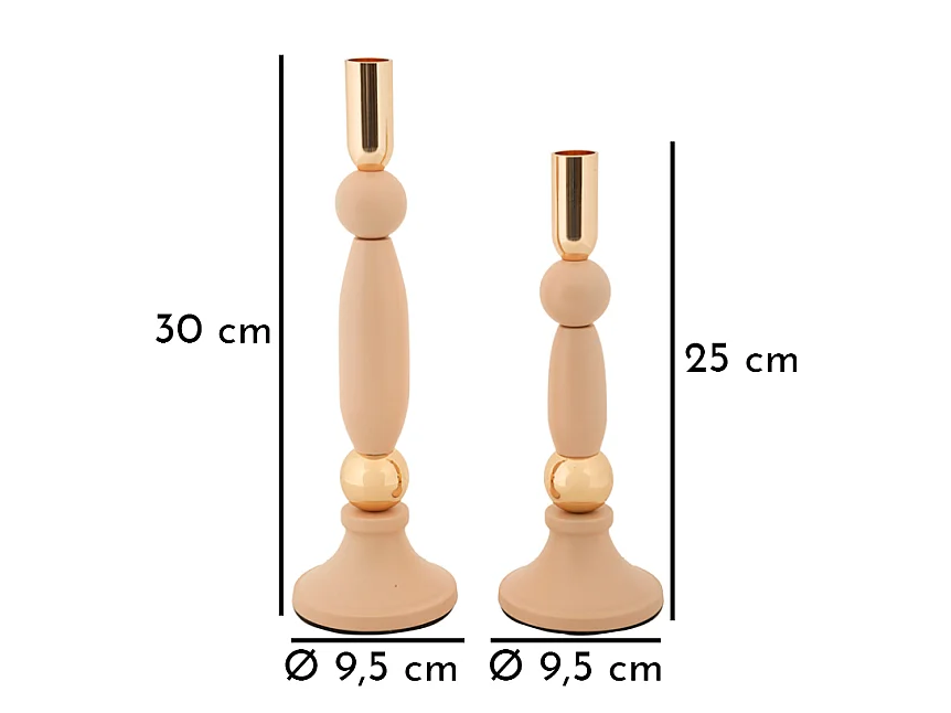 Lot de 2 Chandeliers "Strek" 30cm Rose & Or