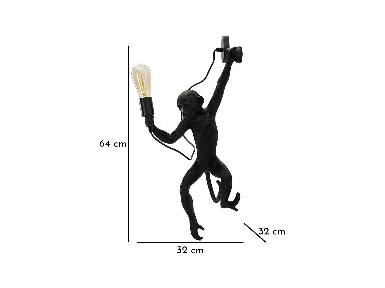 Applique murale en polyrésine Monkey 32 x 32 x 64 cm