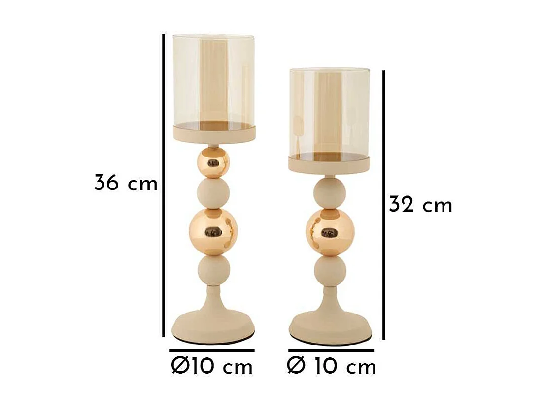 Bougeoir en métal Glazed (Lot de 2)